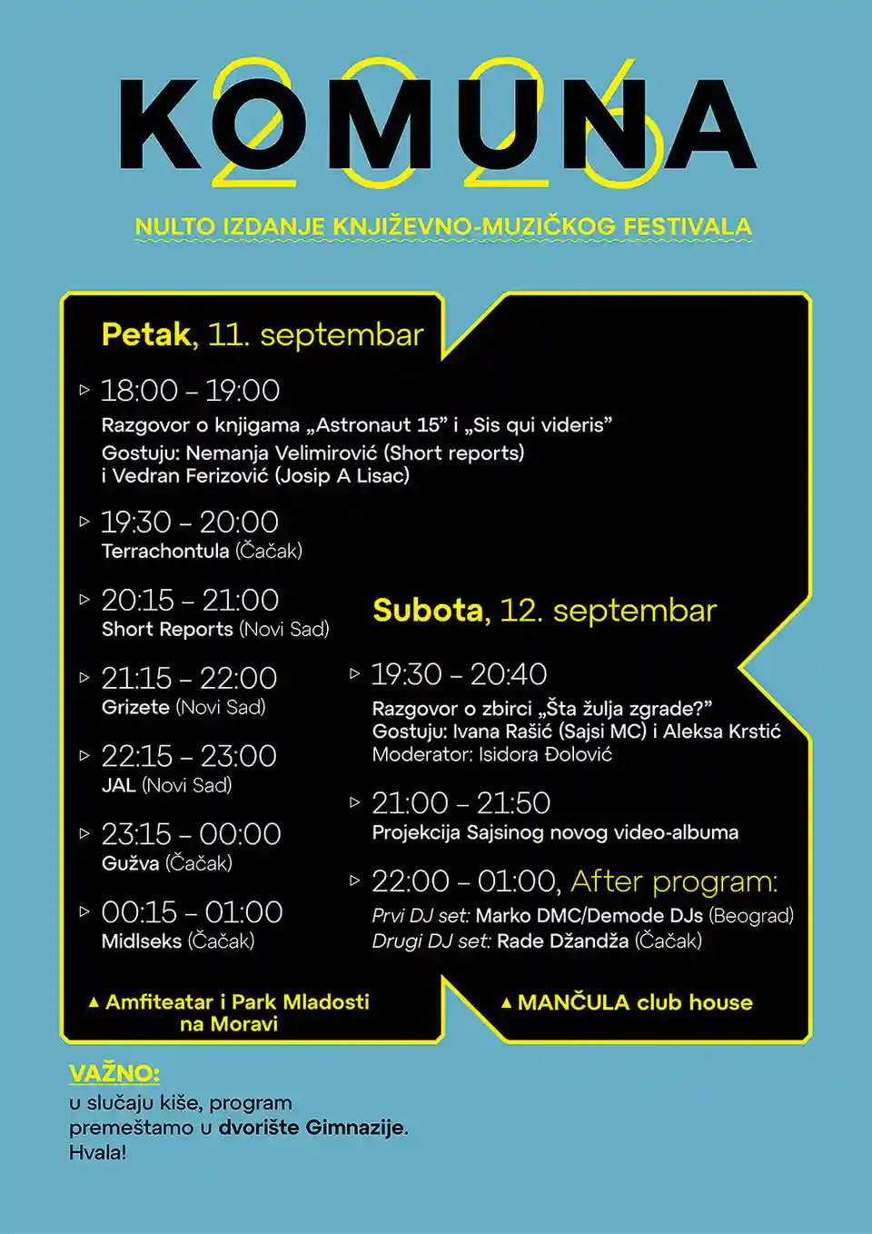 Programul festivalului KOMUNA 2026 din Čačak