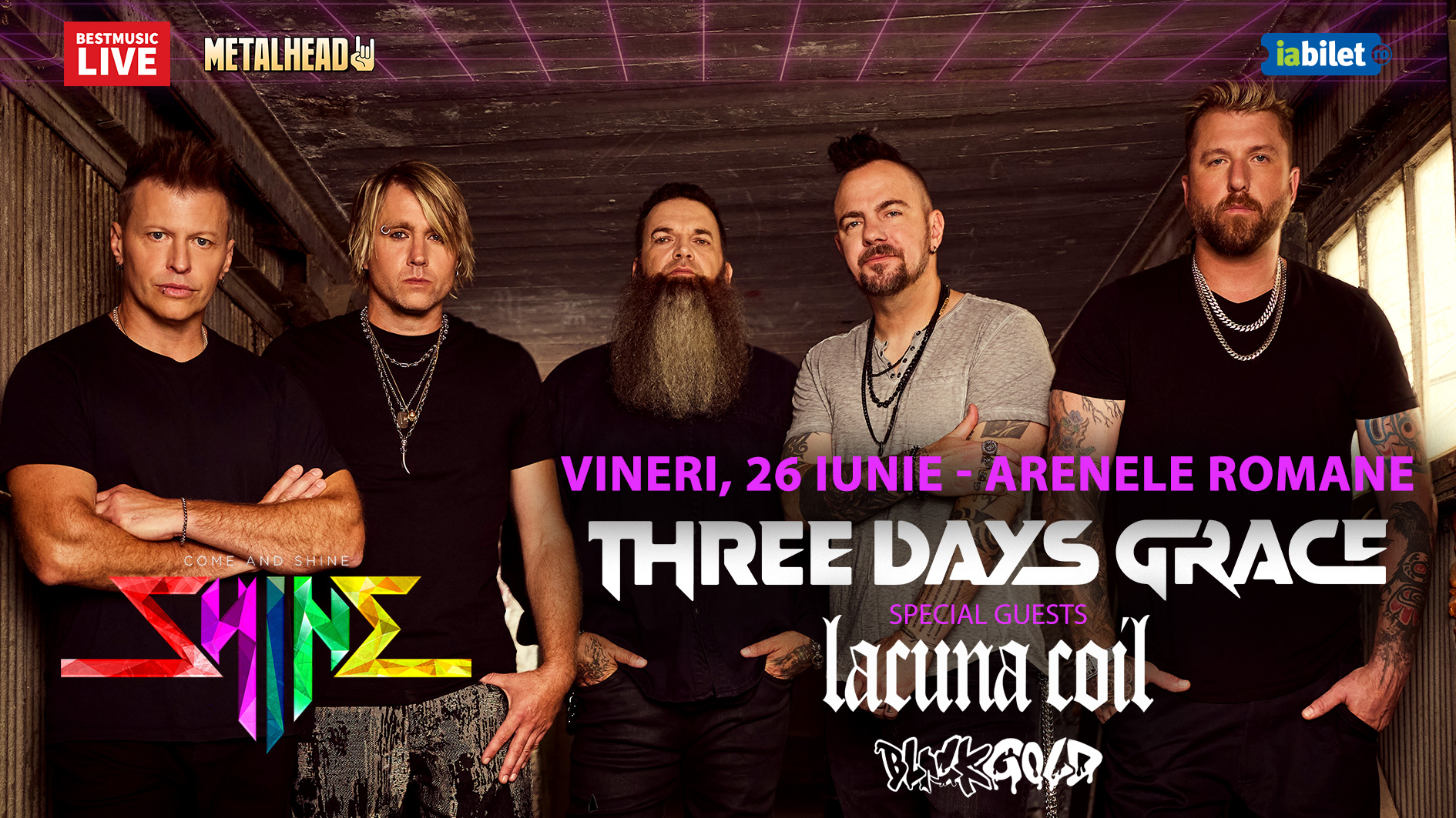Three Days Grace, Lacuna Coil și Black Gold la Arenele Romane: Program și reguli