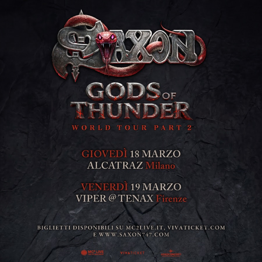 Saxon revine în Italia cu două concerte în cadrul turneului „Gods of Thunder”