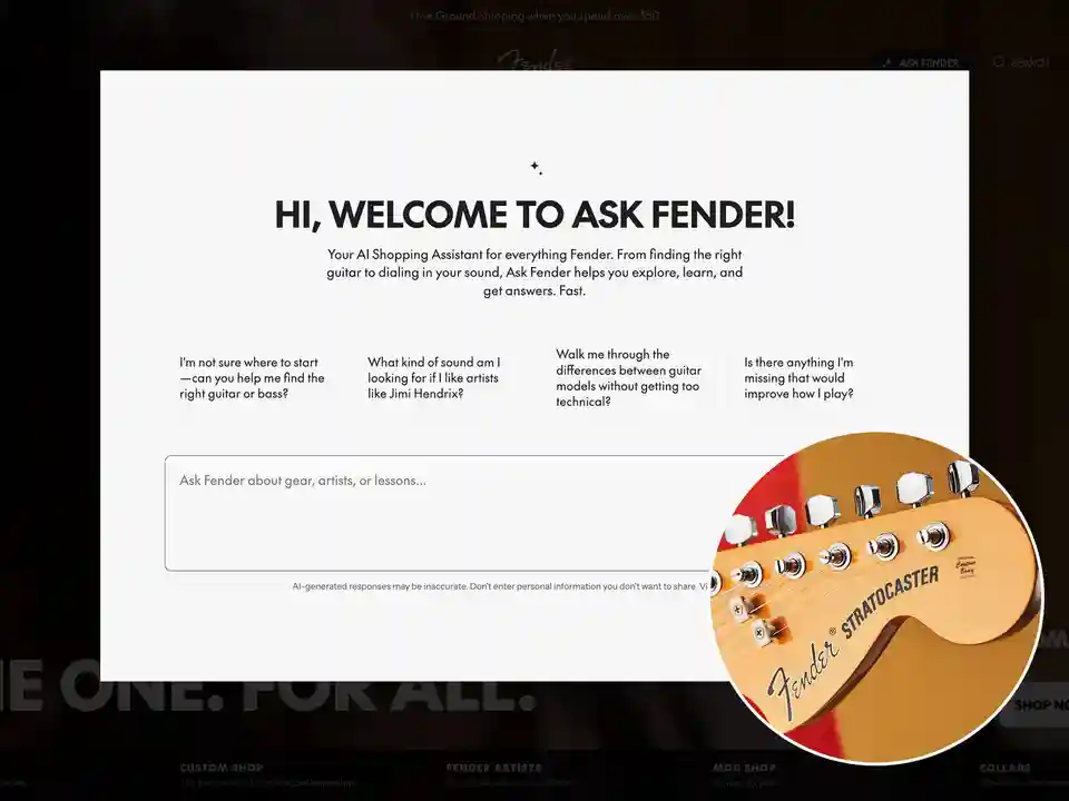 Fender lansează un nou site web ce include un asistent virtual bazat pe inteligență