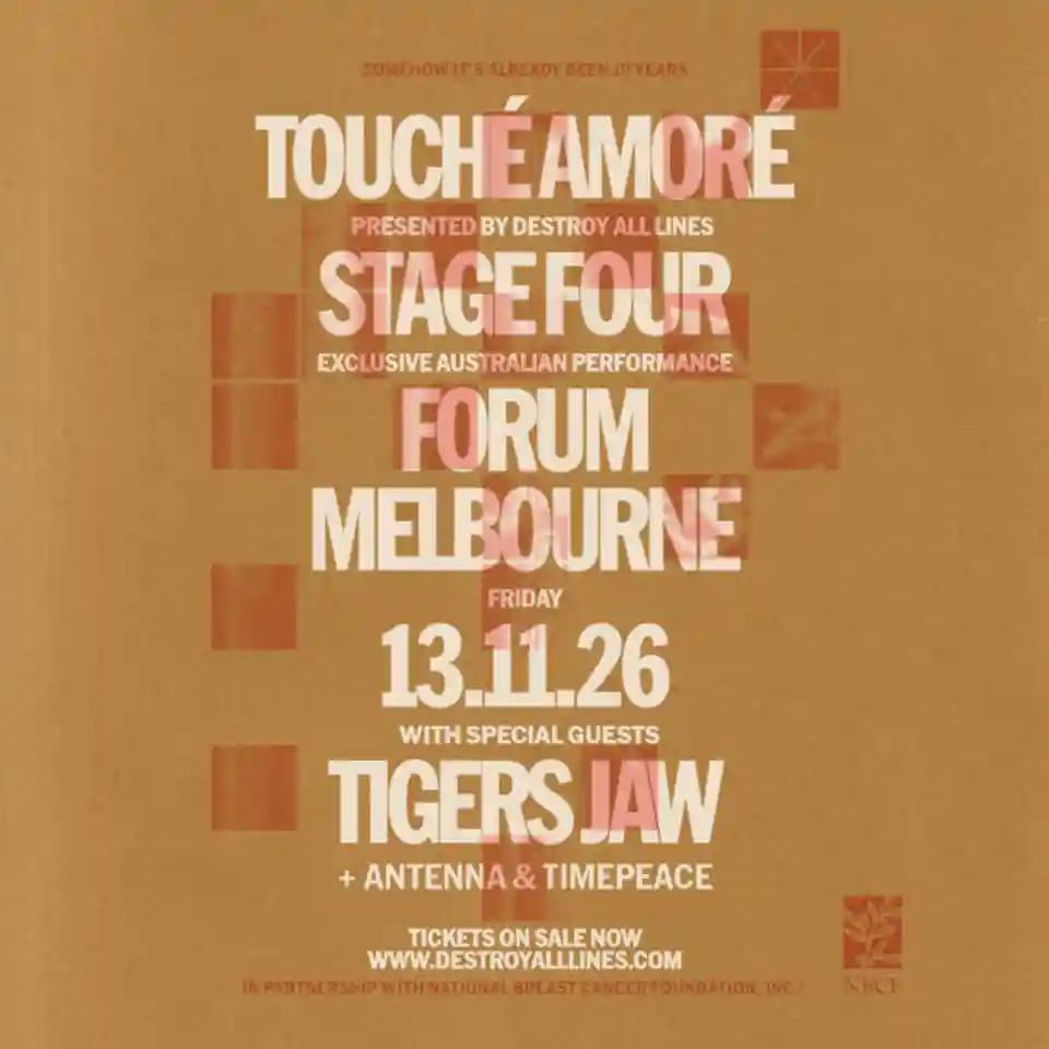 Touché Amoré concertează la Melbourne alături de Tigers Jaw, Antenna și Timepeace