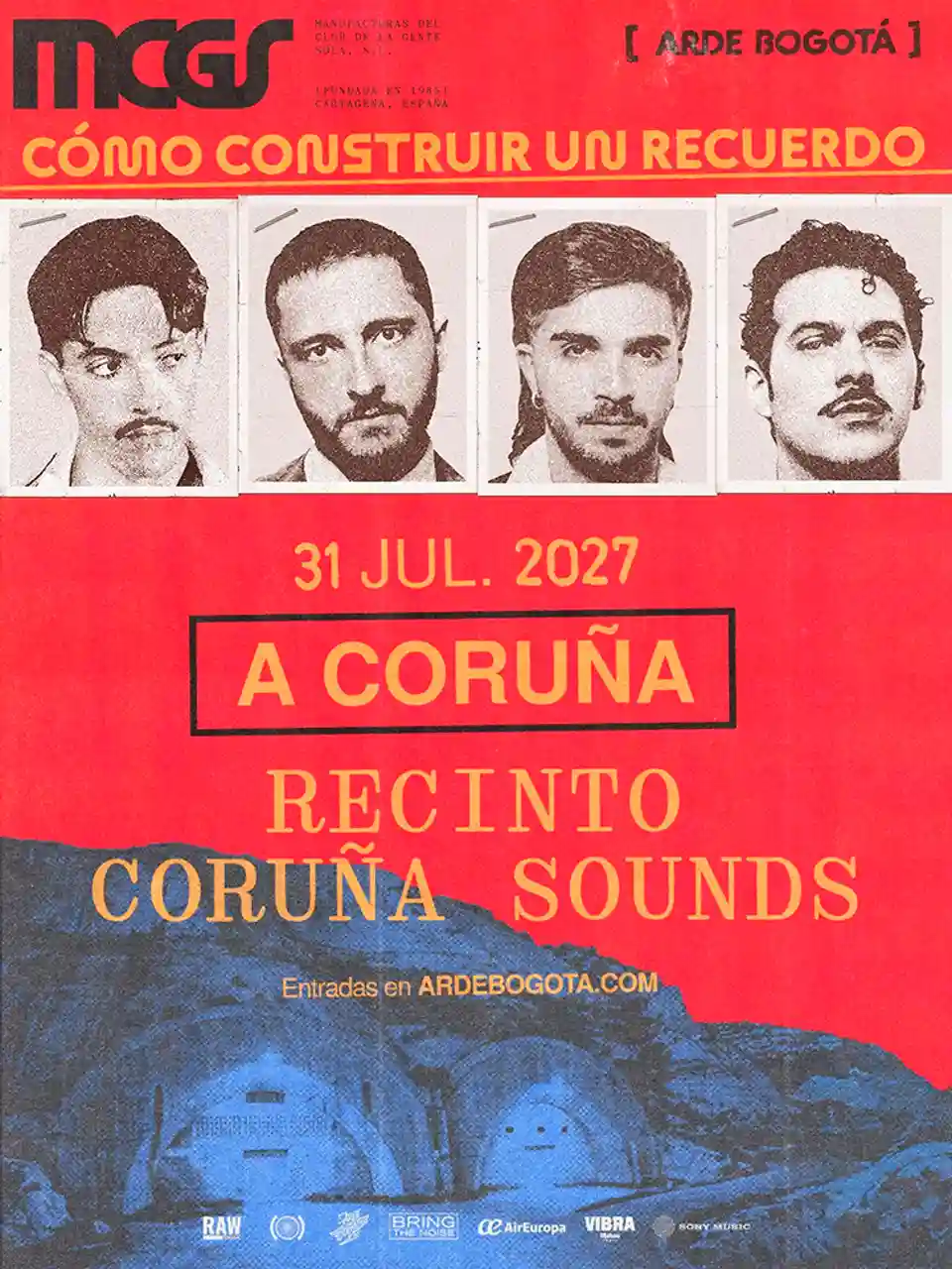 Arde Bogotá susține un concert în A Coruña pe 31 iulie 2027