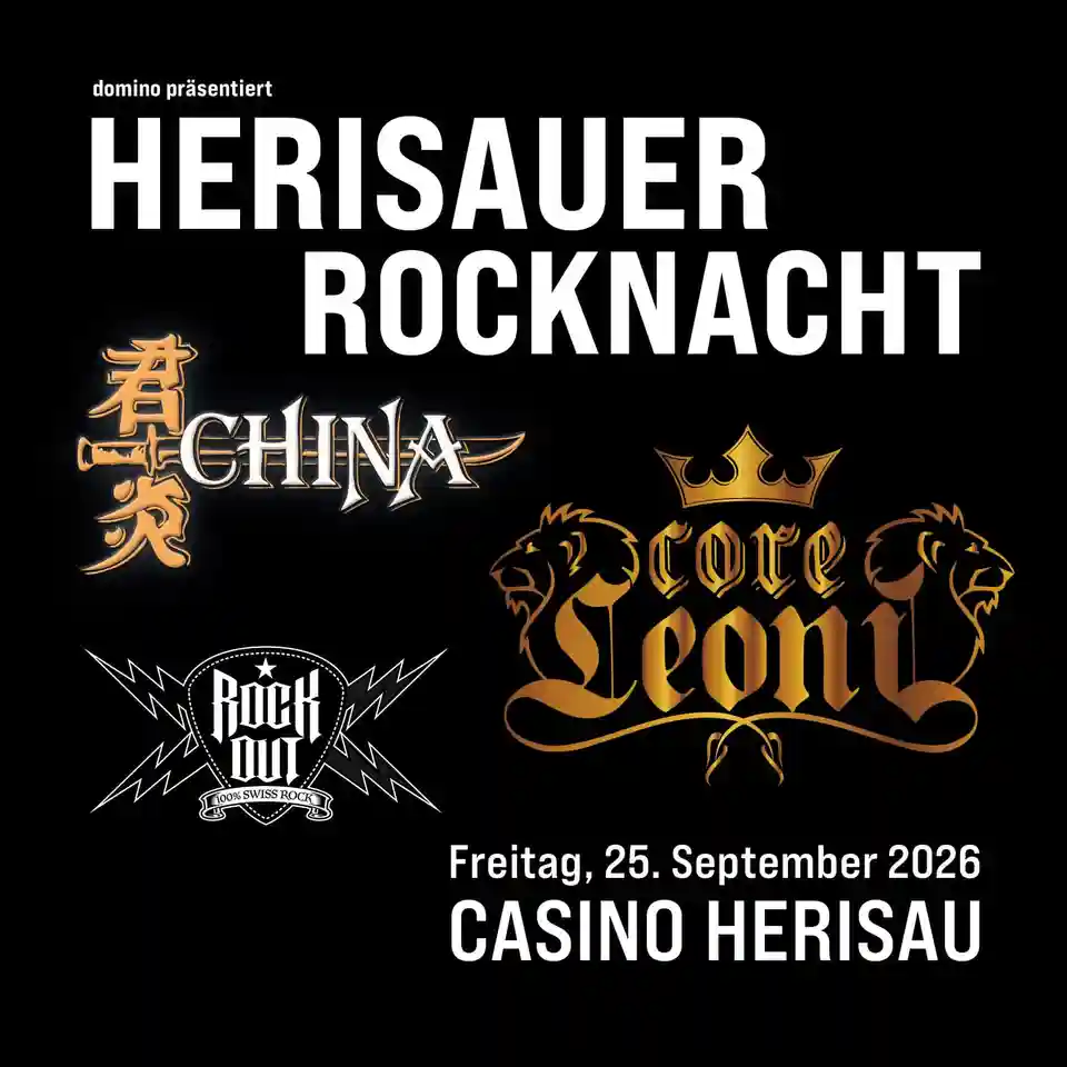 CORELEONI, CHINA și ROCK OUT vor concerta la Rocknacht Herisau în septembrie