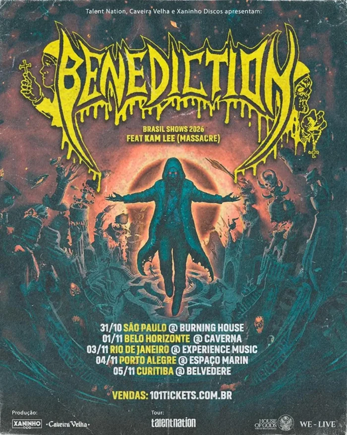 Benediction începe un turneu brazilian cu Kam Lee ca solist