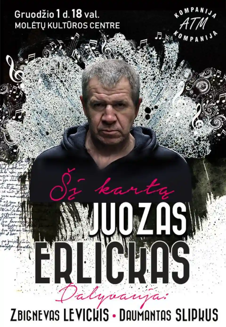 Juozas Erlickas susține un nou spectacol la 1 decembrie 2026