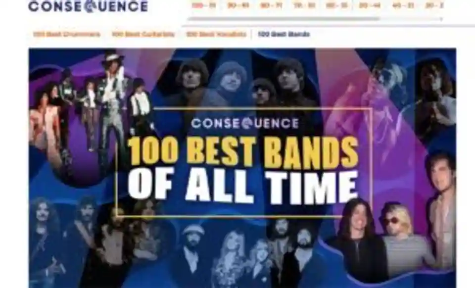 Consequence a publicat un clasament al celor mai bune 100 de trupe din istorie