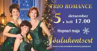 Trio Romance va susține un concert de Crăciun la Tallinn în decembrie 2026