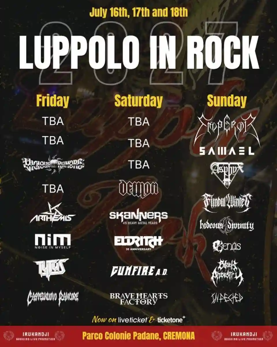 Festivalul Luppolo In Rock 2027 anunță trupele Emperor, Samael și alți invitați