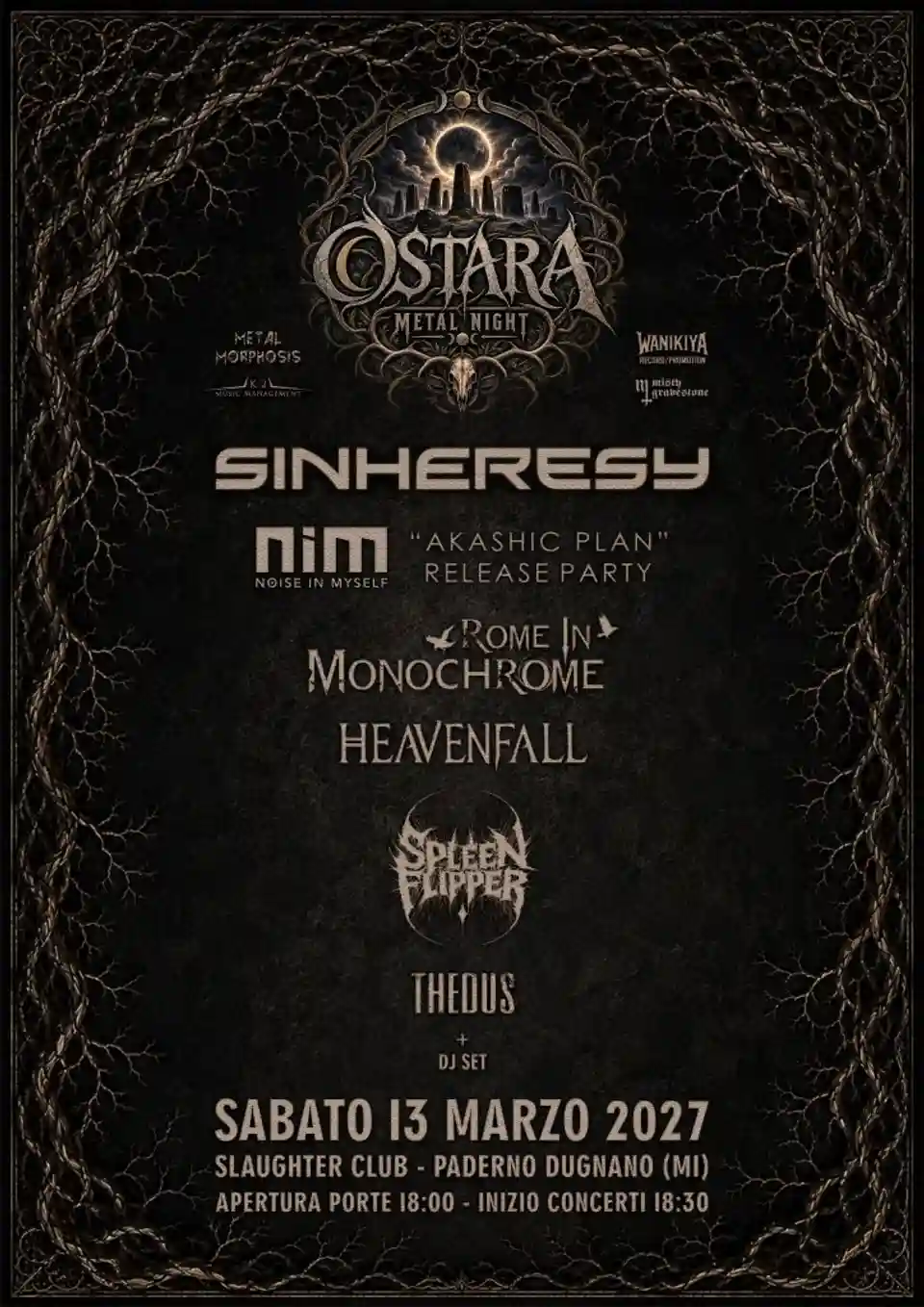 Ostara Metal Night: eveniment cu Sinheresy și Noise in Myself la Slaughter Club